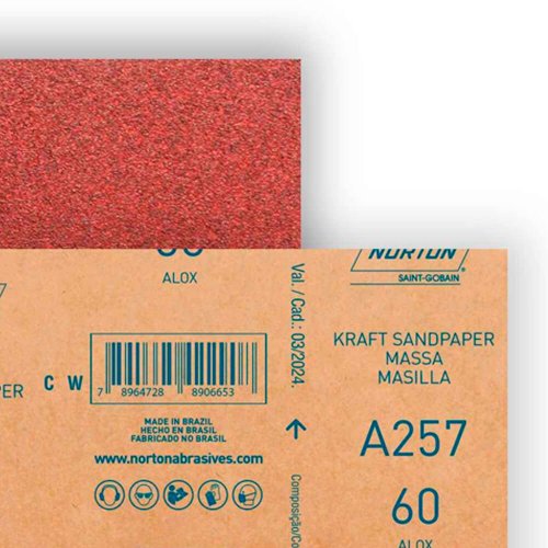 Folha de Lixa p/ Massas A257 - 225x275mm #60 - Norton