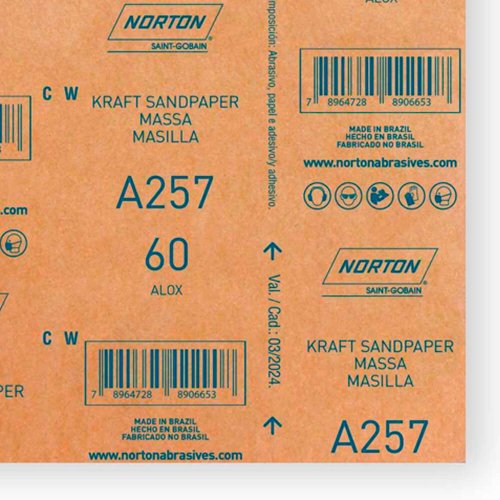 Folha de Lixa p/ Massas A257 - 225x275mm #60 - Norton