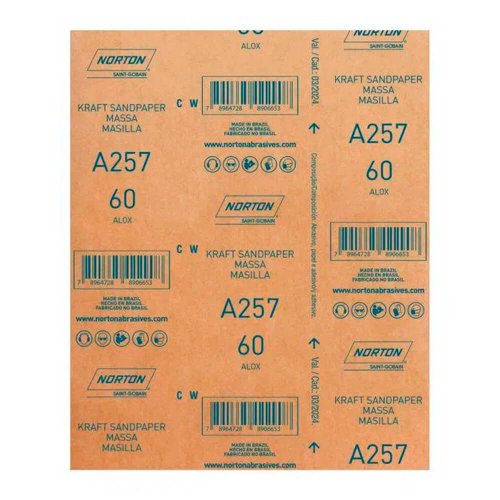 Folha de Lixa p/ Massas A257 - 225x275mm #60 - Norton