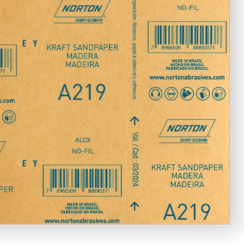 Folha de Lixa para Madeira A219 - 225x275 #180 - Norton