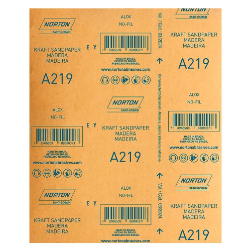 Folha de Lixa para Madeira A219 - 225x275 #180 - Norton
