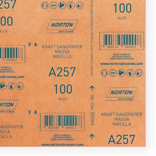 Folha de Lixa para Massas A257 - 225x275mm #100 - Norton