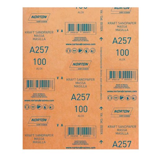 Folha de Lixa para Massas A257 - 225x275mm #100 - Norton
