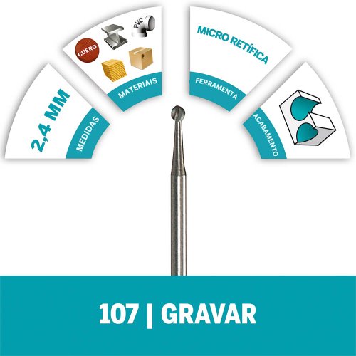Fresa/ Escariador de Gravação Circular 2,4mm Ref.: 107 - Dremel