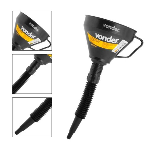 Funil de Plástico Flexível Preto 160mm - Vonder