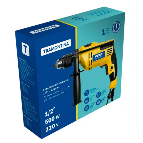 Furadeira de Impacto 1/2" 500W 220V Reversível - Tramontina