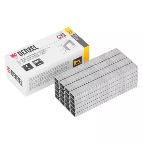 Grampos para Grampeador Pneumático 8mm com 5000 peças - Denzel