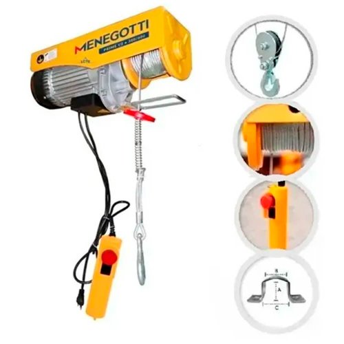 Guincho de Coluna Elétrico Prime V2 300/600kg com Trole - Menegotti