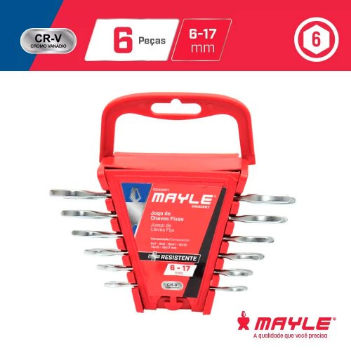 Jogo Chave Fixa 6-17mm 6 peças - Mayle