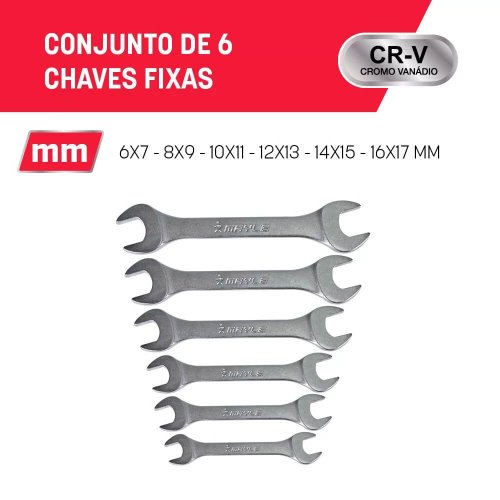 Jogo Chave Fixa 6-17mm 6 peças - Mayle