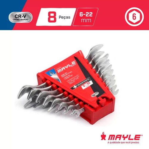 Jogo Chave Fixa 6-22mm 8 Peças - 100402MY - Mayle