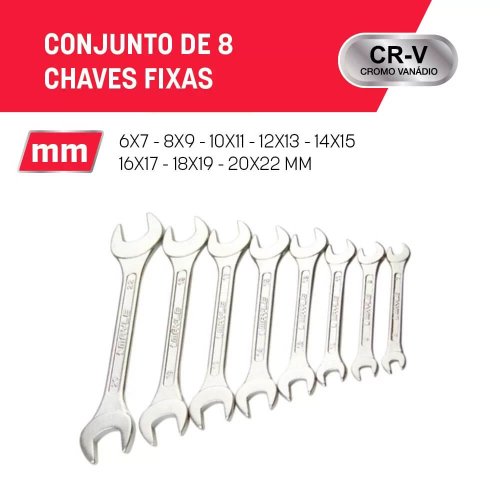 Jogo Chave Fixa 6-22mm 8 Peças - 100402MY - Mayle