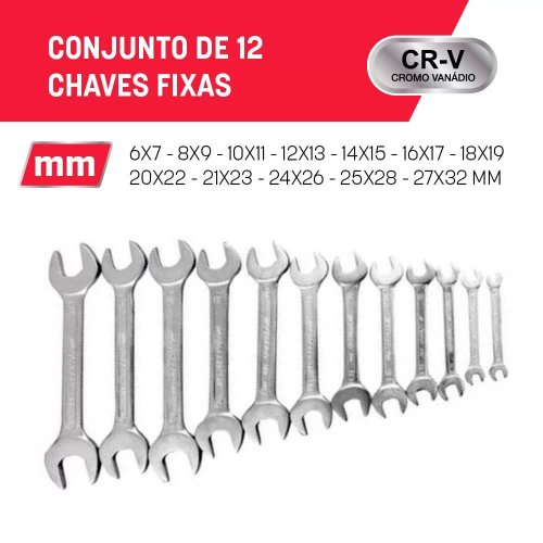 Jogo chave Fixa 6-32MM 12 Peças - Mayle
