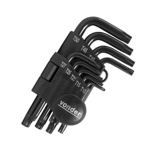 Jogo Chave Torx com 9 peças - T10 a T50 VTX-4 CRV - Vonder