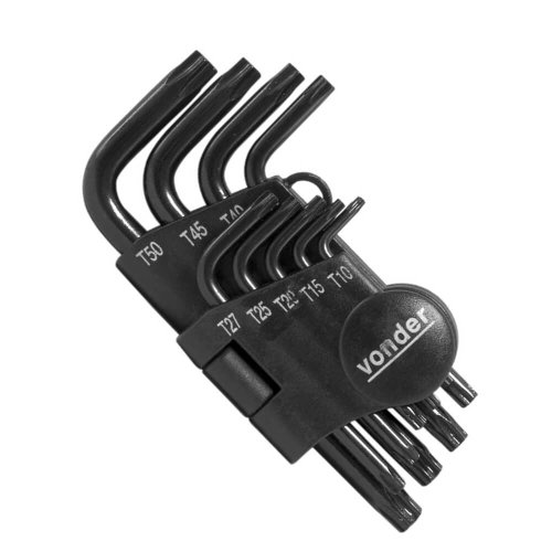 Jogo Chave Torx com 9 peças - T10 a T50 VTX-4 CRV - Vonder