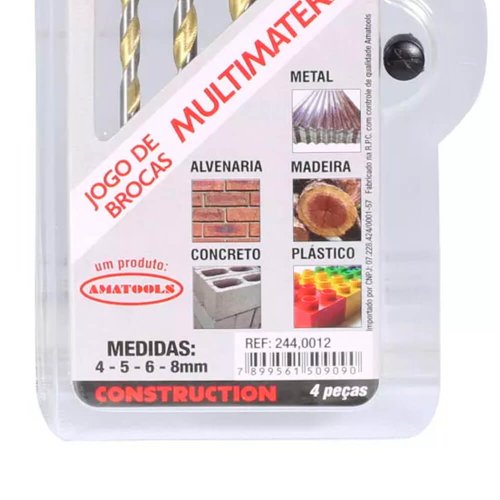 Jogo de Broca Multimatériais 4 à 8mm 4 Peças - 244.0012 - Rocast