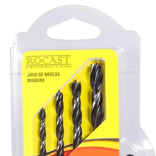 Jogo de Brocas 3 Pontas para Madeira 4 peças (4.0 a 8.0mm) - Rocast