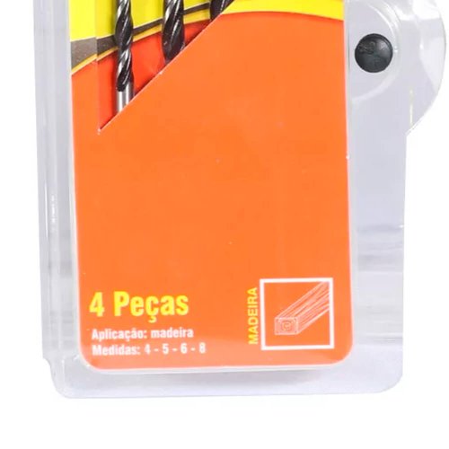 Jogo de Brocas 3 Pontas para Madeira 4 peças (4.0 a 8.0mm) - Rocast