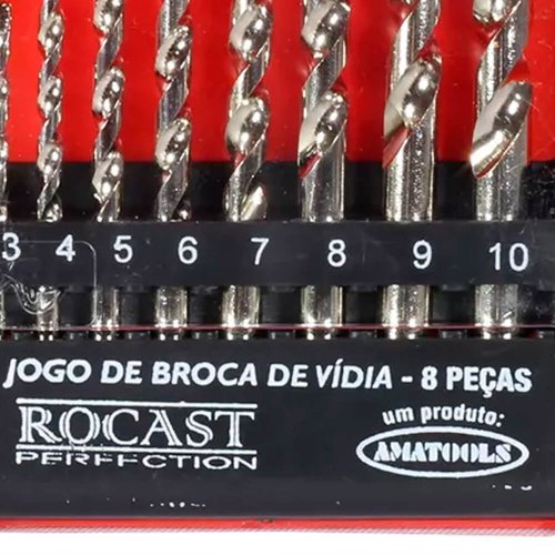 Jogo de Brocas 8 peças Widea com Pastilha de Metal Duro - Rocast