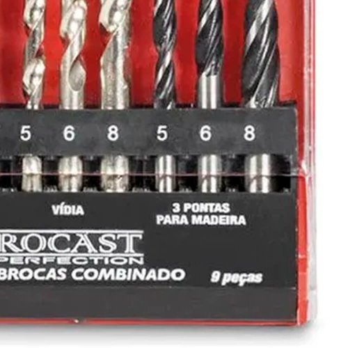 Jogo de Brocas Combinado 9 peças 5.0 a 8.0mm - Rocast