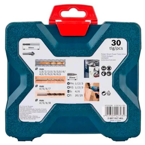 Jogo de Brocas e Bits Pontas de Titânio X-LINE com 30 peças - Bosch