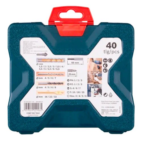 Jogo de Brocas e Pontas X-LINE com 40 peças e Maleta - Bosch