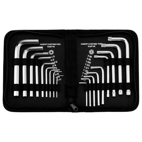 Jogo de Chave Allen 1,5 a 10mm e Hexalobular T10 a T50 com 18 peças - MTX