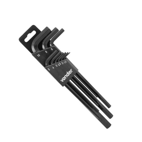 Jogo de Chave Allen Longa 1,5 a 10mm - 9 peças - Vonder