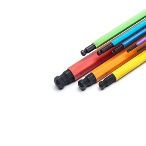 Jogo de Chave Allen Longa Color Hexagonal Abaulada 9 peças - Sata
