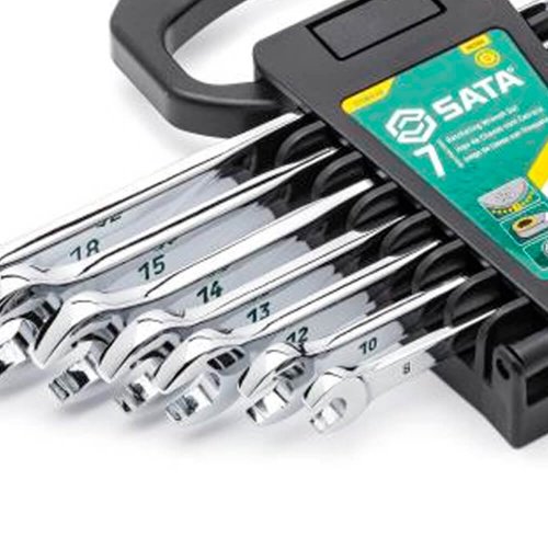 Jogo de Chave Combina Catraca 120 XP de 8 a 18 mm com 7 Peças - Sata