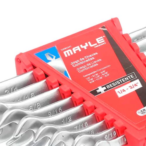Jogo de Chave Combinada 1/4" a 3/4" - 9 peças - Mayle