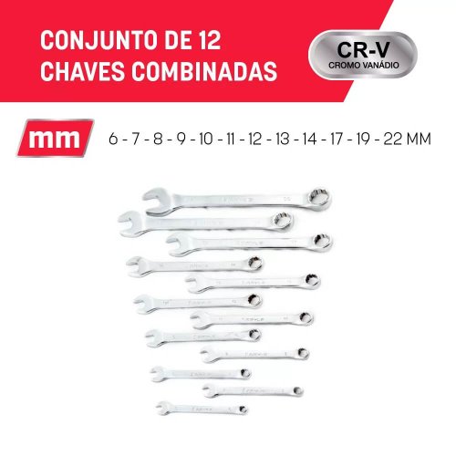 Jogo de Chave Combinada 12 peças 6-22 mm - Mayle