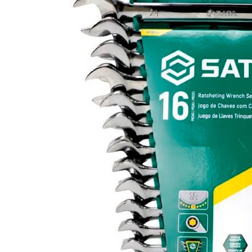 Jogo de Chave Combinada Catraca 8 a 21mm com 16 peças - Sata