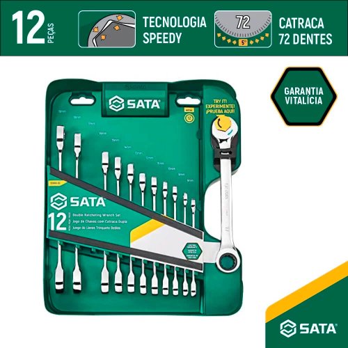 Jogo de Chave Combinada Catraca Speedy 12 Peças - ST09066-02 - Sata