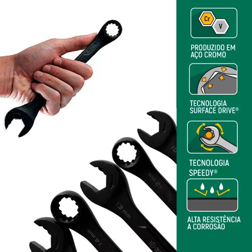 Jogo de Chave Combinada Speedy X6 8 à 17mm 7 peças - Belzer