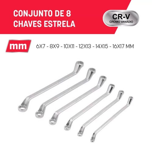 Jogo de Chave Estrela com 6 peças 6 - 17mm - Mayle