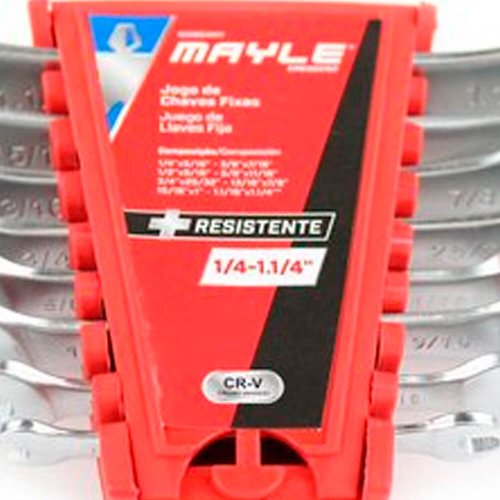 Jogo de Chave Fixa com 8 peças 1/4" - 1.1/4" - Mayle