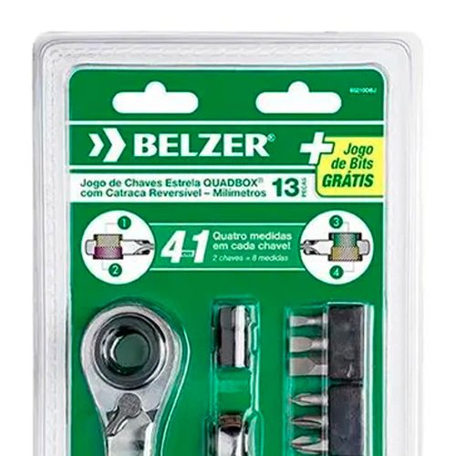 Jogo de Chave Quadbox com Bit 8-19mm - 13 Peças - 85210DBJ - Belzer