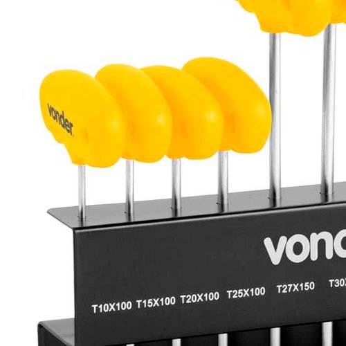 Jogo de Chave Torx T10 à T50 com Cabo "T" 9 peças - Vonder
