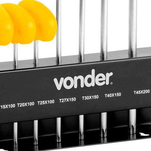 Jogo de Chave Torx T10 à T50 com Cabo "T" 9 peças - Vonder