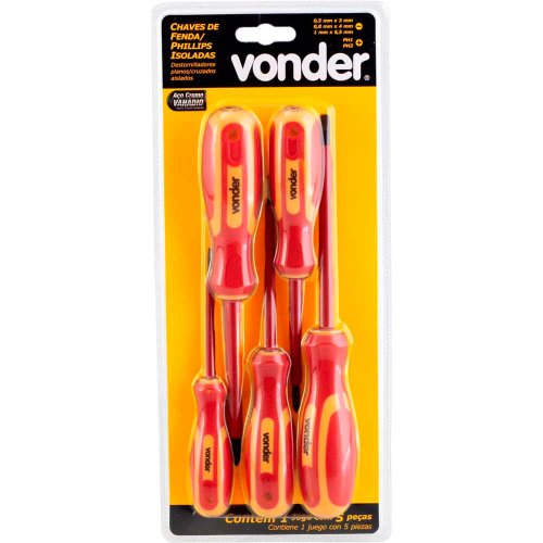 Jogo de Chaves de Fenda/ Phillips com 5 peças IEC60900 - Vonder
