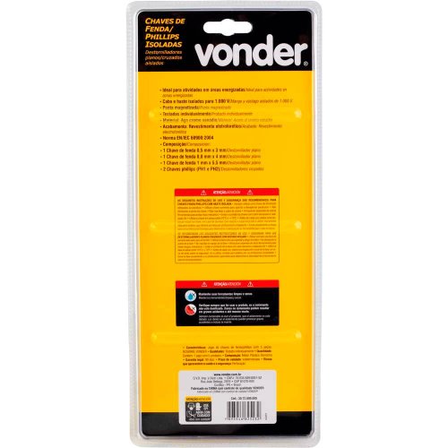 Jogo de Chaves de Fenda/ Phillips com 5 peças IEC60900 - Vonder