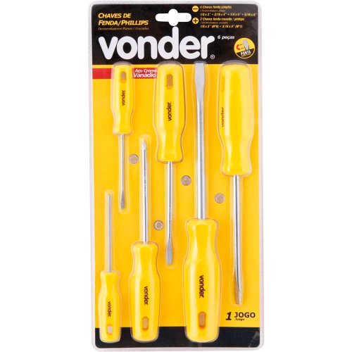 Jogo de Chaves de Fenda/ Phillips com 6 peças - Vonder