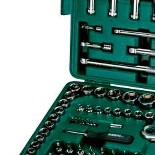 Jogo de Chaves e Soquetes Sextavados 1/4", 3/8", 1/2" - 120 Peças - Sata