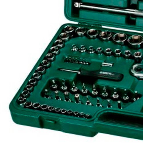 Jogo de Chaves e Soquetes Sextavados 1/4", 3/8", 1/2" - 120 Peças - Sata