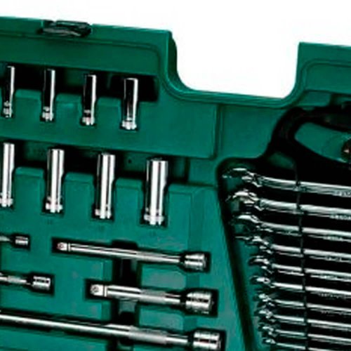 Jogo de Chaves e Soquetes Sextavados 1/4", 3/8", 1/2" - 120 Peças - Sata