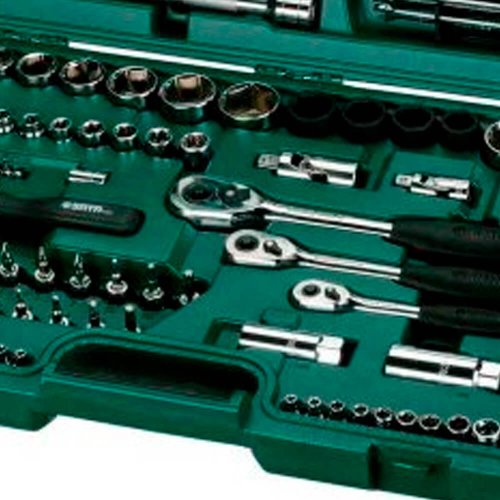 Jogo de Chaves e Soquetes Sextavados 1/4", 3/8", 1/2" - 120 Peças - Sata