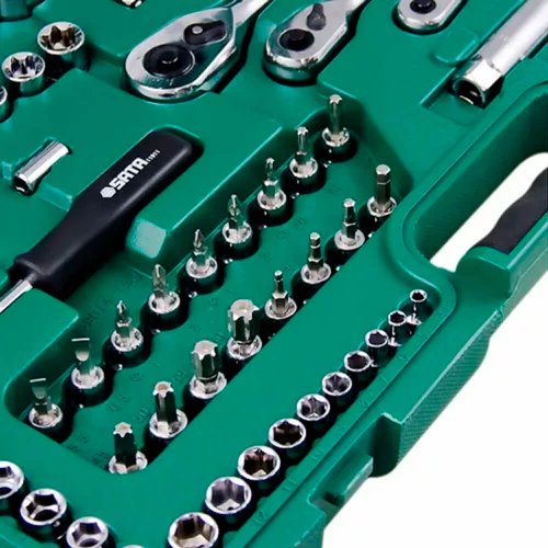 Jogo de Chaves e Soquetes Sextavados 1/4", 3/8", 1/2" - 120 Peças - Sata