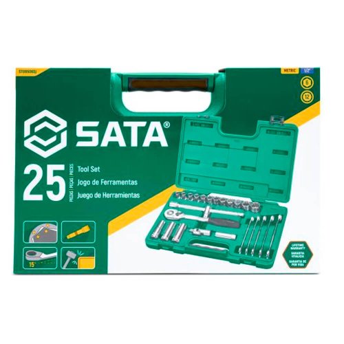 Jogo de Chaves e Soquetes Sextavados e Estriados 1/2" - Sata