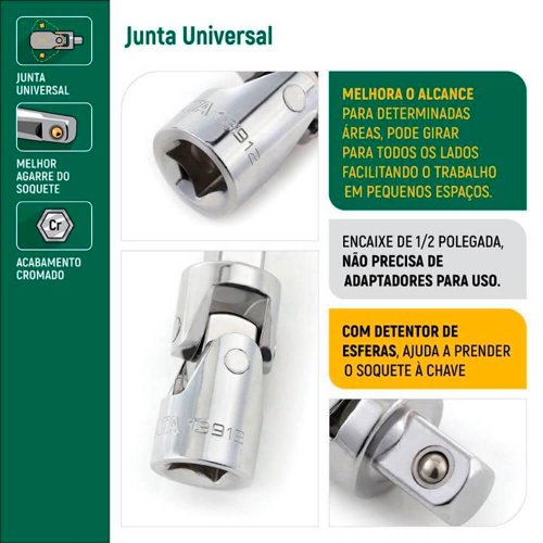 Jogo de Chaves e Soquetes Sextavados e Estriados 1/2" - Sata